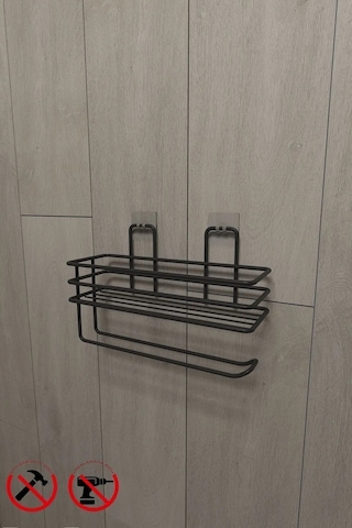 Yapışkanlı Raflı Kağıt Rulo Havluluk Peçetelik Siyah Banyo Mutfak Düzenleyici Raf Çok Renkli