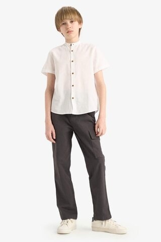 Defacto Erkek Çocuk Hakim Yaka Kısa Kollu Gömlek F3583a825smwt34 Beyaz