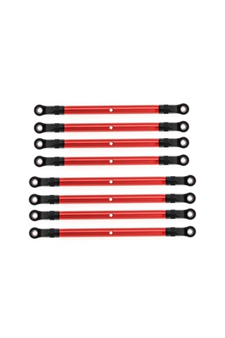 Aubyhe Kırmızı 8'li Alüminyum Kumanda Arabası Bağlantı Kolu Seti - Axial 1/10 Scx10 313mm, Trx4 Ve 90046 Modeli İçin Değiştirme Parçası