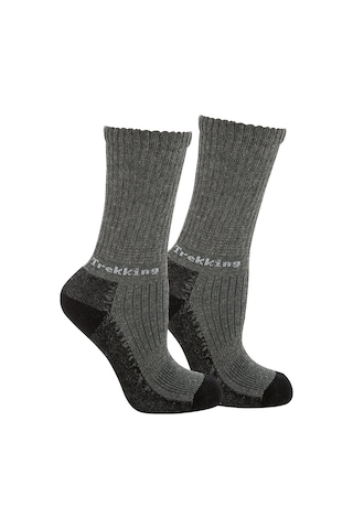 Thermoform Trekking Extra Dolgulu, Darbe Emici Kışlık Unisex Çocuk Çorap 3'lü Paket Antrasit Renkli