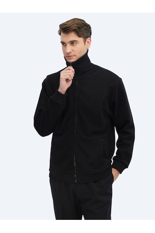 Kip Siyah Dik Yaka Sweatshırt Siyah