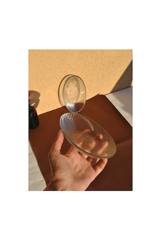 6 Adet Cam Sunum Mini Kayık Tabak Meze Tabağı 15 Cm Çerez Kasesi Şeffaf