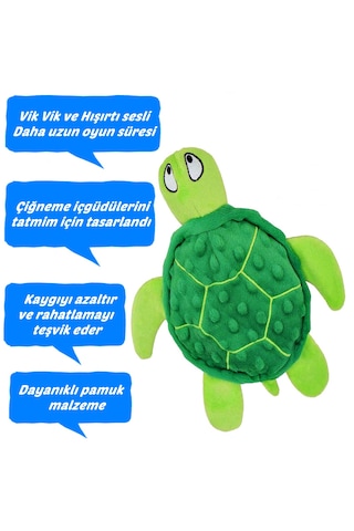 Sesli Hışırtılı Peluş Kaplumbağa Köpek Oyuncağı 25 Cm