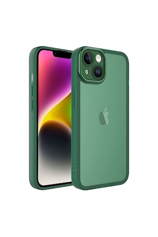 Zeyline Apple Uyumlu iPhone 14 Plus Kamera Korumalı Transparan Zore Post Kapak-koyu Yeşil