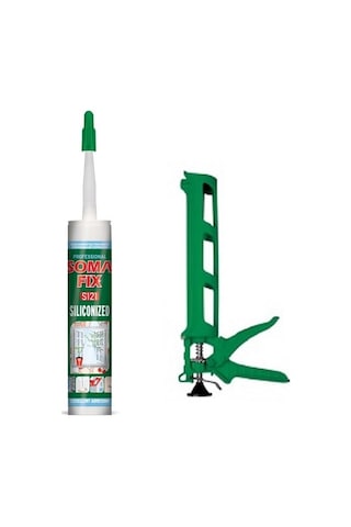 Somafix Beyaz Silikonize Mastik Silikon Tabancası Seti