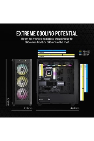 Temperli Cam Midtower Kasa İle Rgb Hava Akışı