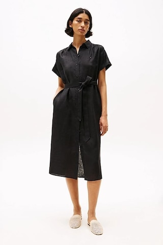 Tommy Hilfiger Kadın Ess Linen Midi Elbise - Siyah Triple Black