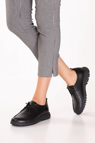 Gondol Hakiki Deri Golf Model Kadın Oxford Ayakkabı Elnr.7046 Siyah