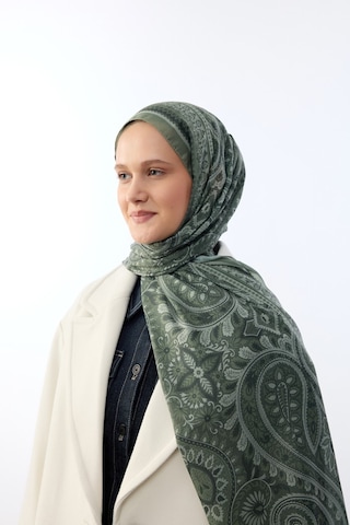 Mirsoy Scarf Mirayze Etnik Desen Şal Zeytin Yeşil