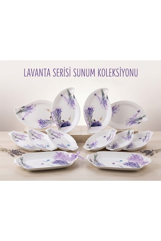 Noble Life Lavanta Desenli 12 Parça Kahvaltı Ve Sunum Seti Beyaz