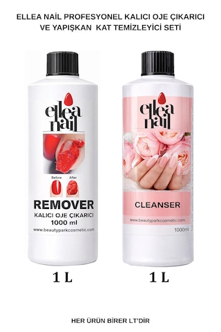 Kalıcı Oje Çıkarıcı Remover 1 L Ve Tırnak Temizleyici Cleanser 1 L Seti