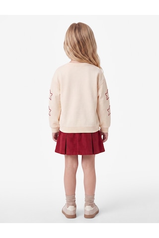 Koton Yıldız Baskılı Bisiklet Yaka Uzun Kollu Şardonlu Sweatshirt Bej 7wmg10172ak Ekru