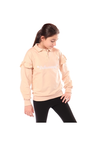 Toontoy Kız Çocuk Nakışlı Sweatshirt Bej