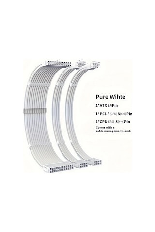Xuweiwei Psu Uzatma Kablosu Kiti Siyah Atx 24pin Pcıe 8pin Eps Cpu 8pin Mod Kollu Güç Kaynağı Kablosu