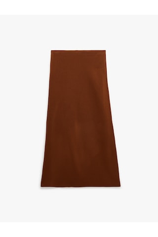 Koton Standart Bel A Kesim Uzun Triko Etek Kahverengi 6sak70004ht Kahve