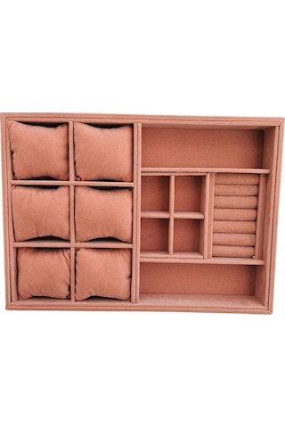 Organizatör Somon Süet Tabla Kolye & Yüzük Düzenleyici Ve Gözlük 6 Yastık 4 Bölmeli Rulo Çok Renkli