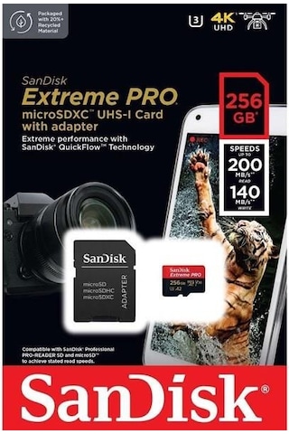 Sandısk 256gb Extreme Pro Sdsqxcd-256g-gn6ma Mıcro-sd Hafıza Kartı