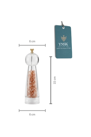 Chacha Home Luxury Purex Akrilik Tuz Ve Karabiber Değirmeni Baharat Öğütücü Şeffaf Lüx Gold Detaylı Büyük Boy
