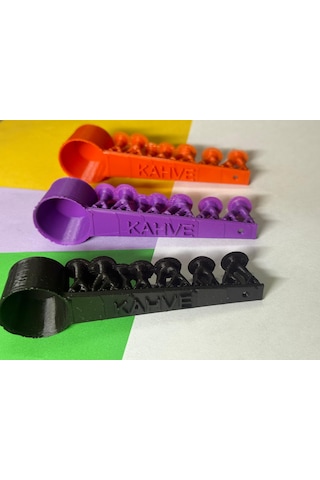 Kahve Yazılı Ağaç Gövdesi Saplı Kahve Ölçü Kaşığı 3 Lü Set Dekoratif & Ergonomik Çok Renkli