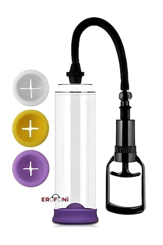 Erofoni 19 Cm Yeni Nesil 3 Silikon Pompa Giriş Başlıklı Vakumlu Penis Pompası