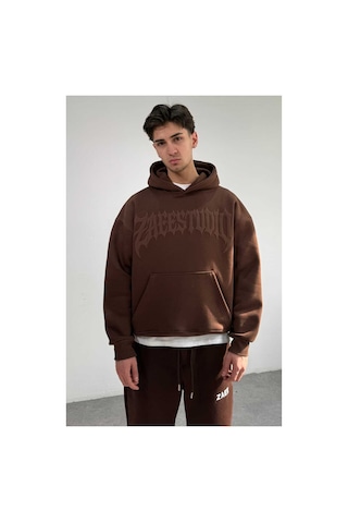 Zaee Zaeestudıo Renge Renk Baskılı Oversize Sweatshirt Koyu Kahverengi