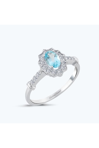 Altınbaş Pırlanta Mavi Topaz Oval Yüzük Pnf001skt-14k