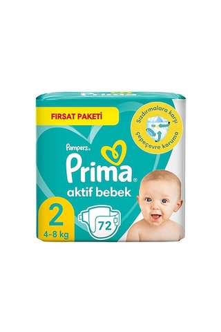 Prima Bebek Bezi Aktif Bebek 2 Numara Mini Fırsat Paketi 72 Adet