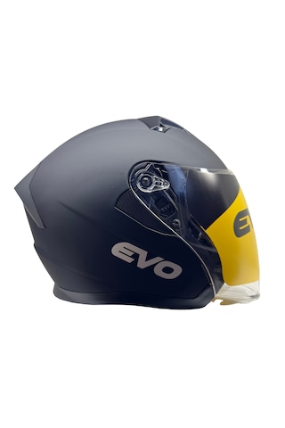Kask Evo Marka Çenesiz Yarım Kask Mat Siyah