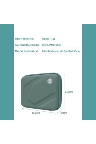 Yuntech01 Kuru Jel Malzemeyle Yapılmış Sert Disk Çantası - Darbe Ve Suya Dayanıklı, Taşınması Kolay, Geniş Kabinli - Koyu Yeşil Koyu Gri