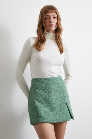 Yırtmaçlı Şort Etek Yeşil Yeşil