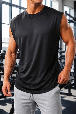 Sapeur Erkek Premium Active Kolsuz Spor Atlet - Ultra Esnek Ve Hızlı Kuruyan Siyah