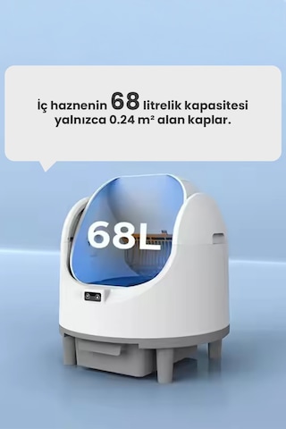 Akıllı Otomatik Açık Kasa Kedi Tuvaleti Sessiz Motorlu, Koku Gidericili, Uvc Sterilizasyonlu