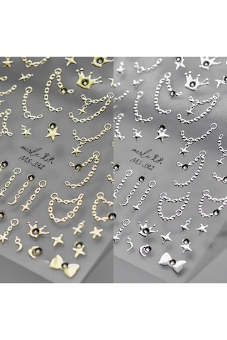 Flybuy 1 Adet 5d Elmas Yıldız Zincir Tırnak Sanat Çıkartmaları Lüks Tl056