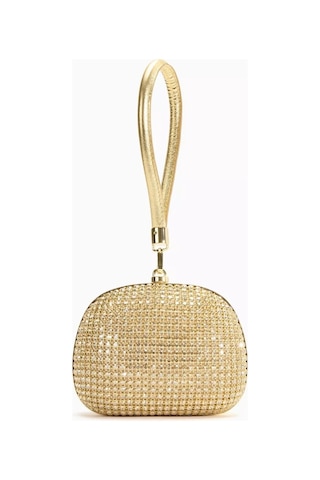 Self-portrait Self-portraıt Crystal Clutch Altın Kristal Zincir & Fiyonk Detaylı Gece Çantası Portföy Çanta Sarı 248bat