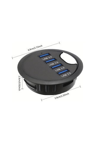 Xuweiwei Siyah 4 Port Usb 3 0 Hub 60mm Masa Grommet Splitter Dock Istasyonu Usb Guc Modu 36v Elektronik Bilesenler Yok
