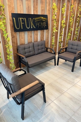 Ard & Garden 2 1 1 Balkon Takımı, Çay Seti, Metal Koltuk Takımı, Bahçe Takımı, Bahçe Mobilyası Koyu Kahverengi