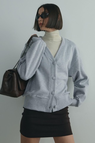 Suud Collection Gri Kenny Basic Hırka