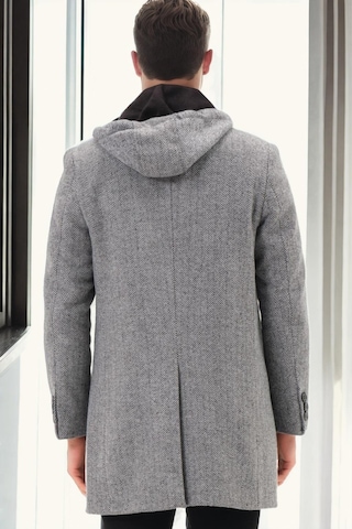 Plt9371 Dewberry Erkek Palto-diagonal Siyah- Gri Diagonal Siyah- Gri