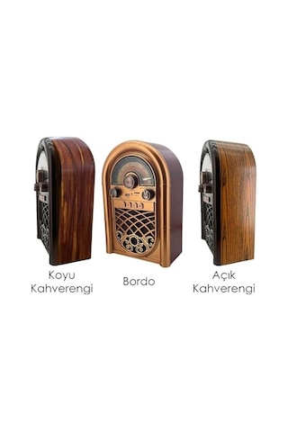 Retro Radyo Taşınabilir Bluetooth Speaker Ve Hoparlör Ahşap Kaplama Klasik Antika Tarzı İç Ve Dış Mekan Multiband Usb Girişli Dekoratif Klasik Radyo R-1950-btl Bordo R-1950-btl