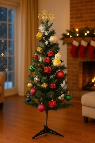 Yılbaşı Yeni Yıl Çam Ağaç Süsü 25 Parça Merry Christmas Yazılı Noel Dekoru Renkli Çam Ağacı Süsleri Çok Renkli