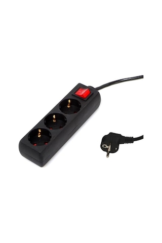 S-Link SPG8-3-30 3'lü Akım Korumalı Priz 3 Metre Siyah