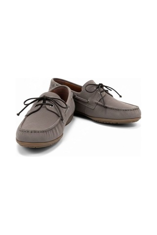 Ne&ve Shoes Vizon Süet Hakiki Deri Kadın Bağcıklı Loafer Ayakkabı