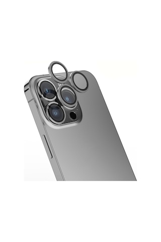 Apple Uyumlu iPhone 15 Pro Zore Mikro Kamera Lens Koruyucu Koyu Gri