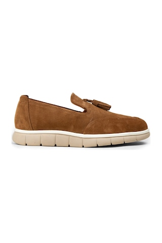 Deery Erkek Hakiki Süet Taba Rengi Püsküllü Loafer - 02048mtbae01