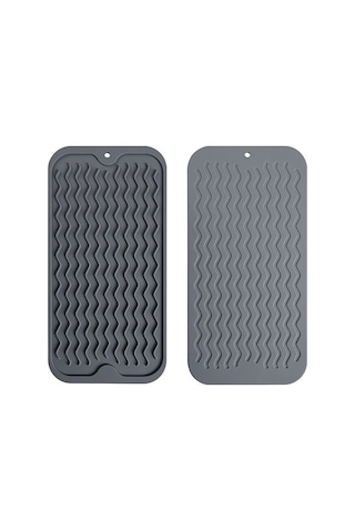Gri 30x15 Cm Çok Amaçlı Silikon Bulaşık Kurutma Matı Bulaşıklık Mt257