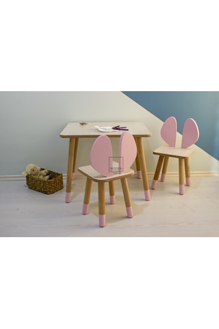 Wooda Montessori Çocuk Aktivite Yaz Sil Masa Sandalye Takımı