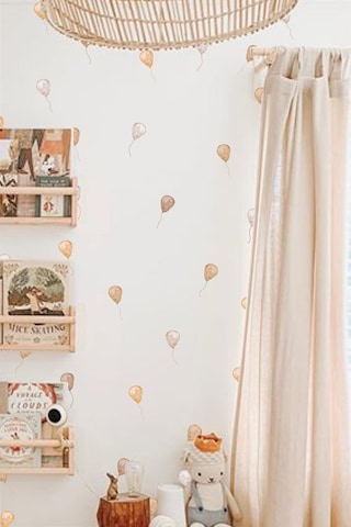 MSticker Soft Kahve Tonlarda Uçan Balonlar Çocuk Odası Dekorasyon Sticker Seti