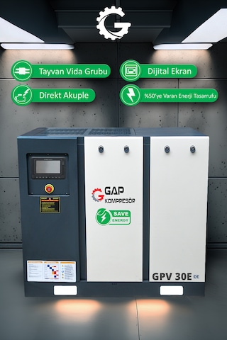 Gap Kompresör İnvertörlü Vidalı Hava Kompresörü 30 HP Tek Makine GPV30e