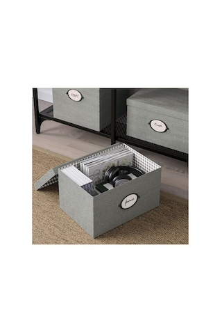 Ikea Kvarnvık Kapaklı Karton Saklama Kutusu 25 X 35 X 20 Cm Gri