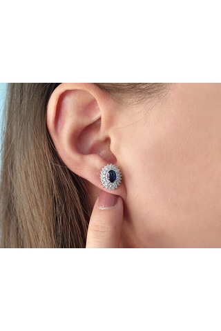 Sirius 0,93 Karat Pırlanta Ve Safir Anturaj Küpe 0804E0081